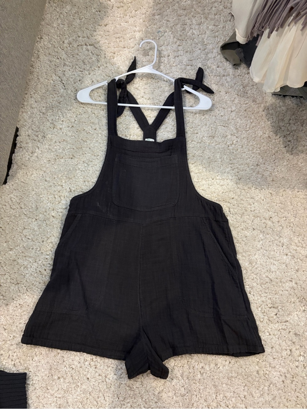 aerie Black Tie-Shoulder One-Piece Romper